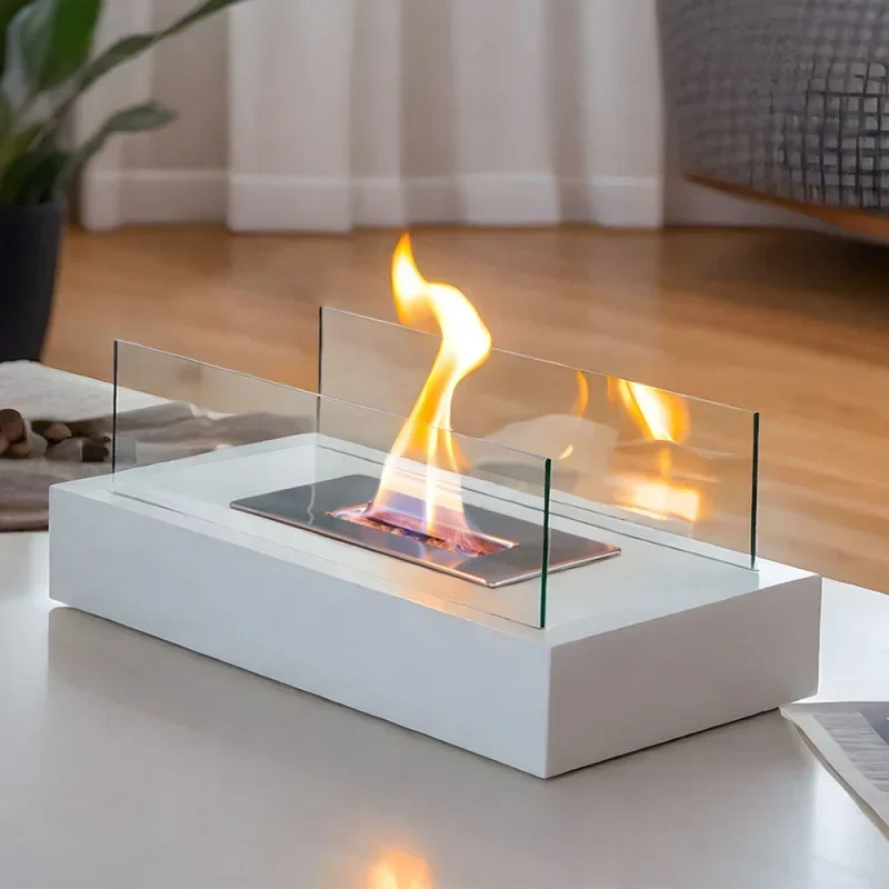 Tischfeuer – Brennkammer für Ethanol hinter Glas, 35 cm breit