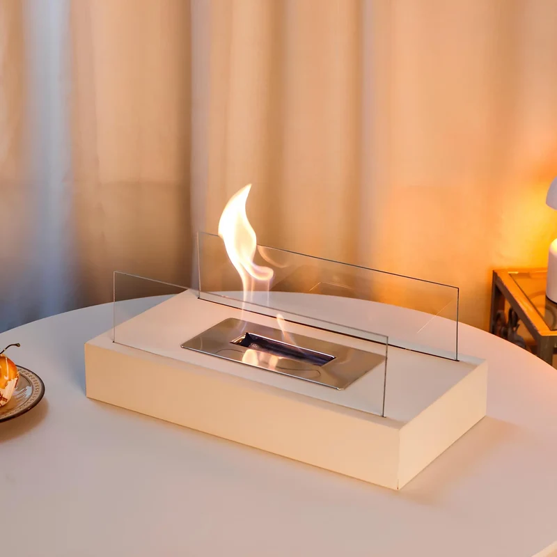 Tischfeuer – Brennkammer für Ethanol hinter Glas, 35 cm breit