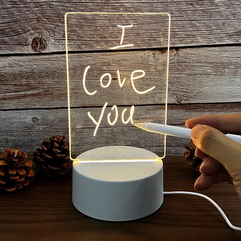 Acryl-Schreibtafel mit Leuchtsockel – Lichtstift und USB-Kabel dabei