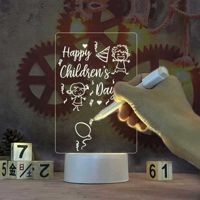 Acryl-Schreibtafel mit Leuchtsockel – Lichtstift und USB-Kabel dabei