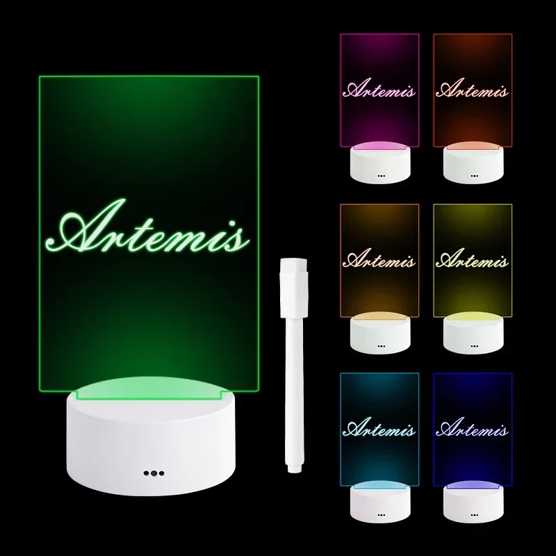Acryl-Schreibtafel mit Leuchtsockel – Lichtstift und USB-Kabel dabei