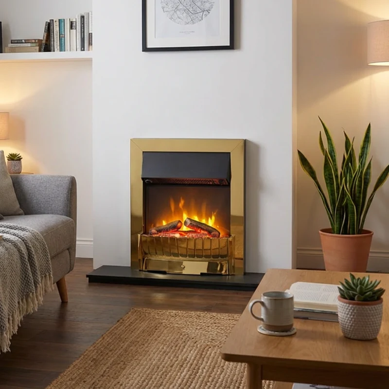 Clement Optiflame Inset Electric Fire - Brass