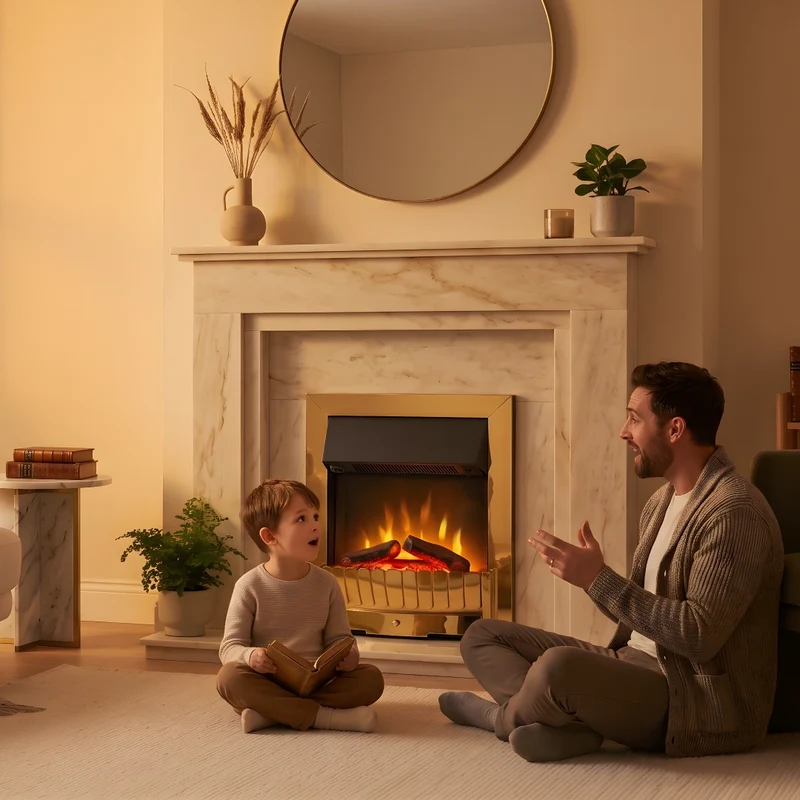 Clement Optiflame Inset Electric Fire - Brass