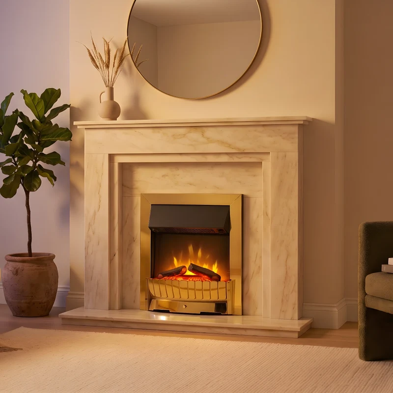 Clement Optiflame Inset Electric Fire - Brass