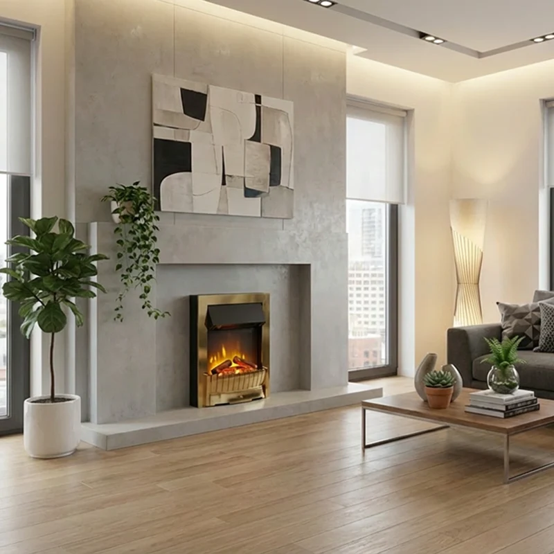 Clement Optiflame Inset Electric Fire - Brass