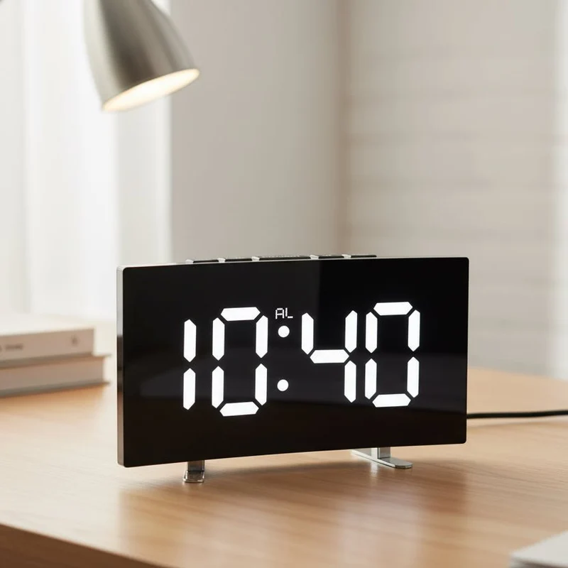 Digitalwecker – grosses LED-Display ohne tickendes Uhrwerk, mit Adapter