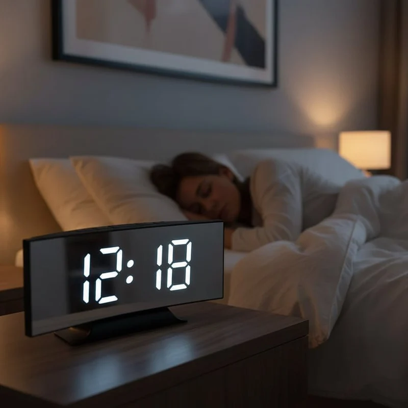 Digitalwecker – grosses LED-Display ohne tickendes Uhrwerk, mit Adapter