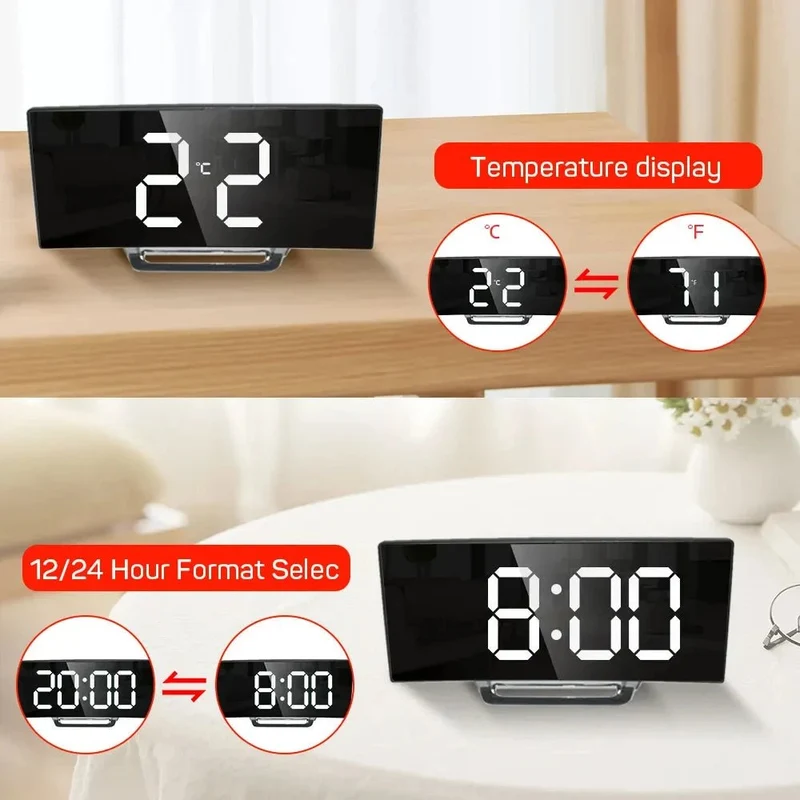 Digitalwecker – grosses LED-Display ohne tickendes Uhrwerk, mit Adapter