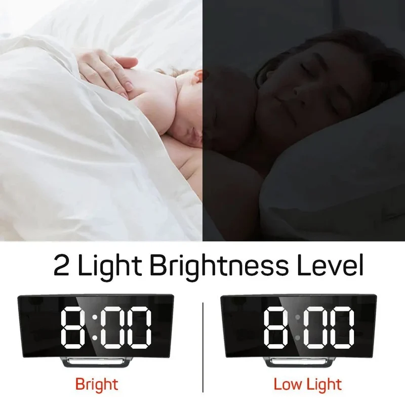 Digitalwecker – grosses LED-Display ohne tickendes Uhrwerk, mit Adapter