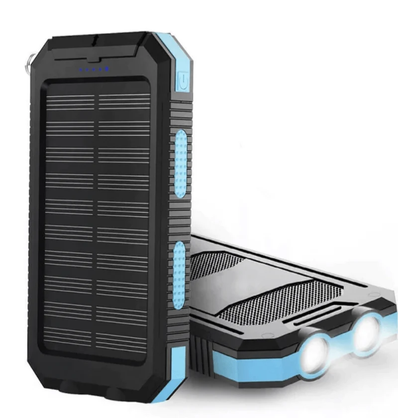 Solar-Powerbank – zwei USB-Ausgänge, IPX5-Gehäuse und LED-Leuchte