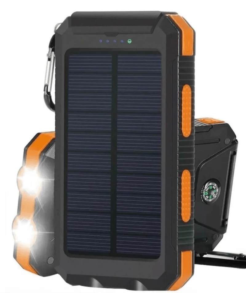 Solar-Powerbank – zwei USB-Ausgänge, IPX5-Gehäuse und LED-Leuchte