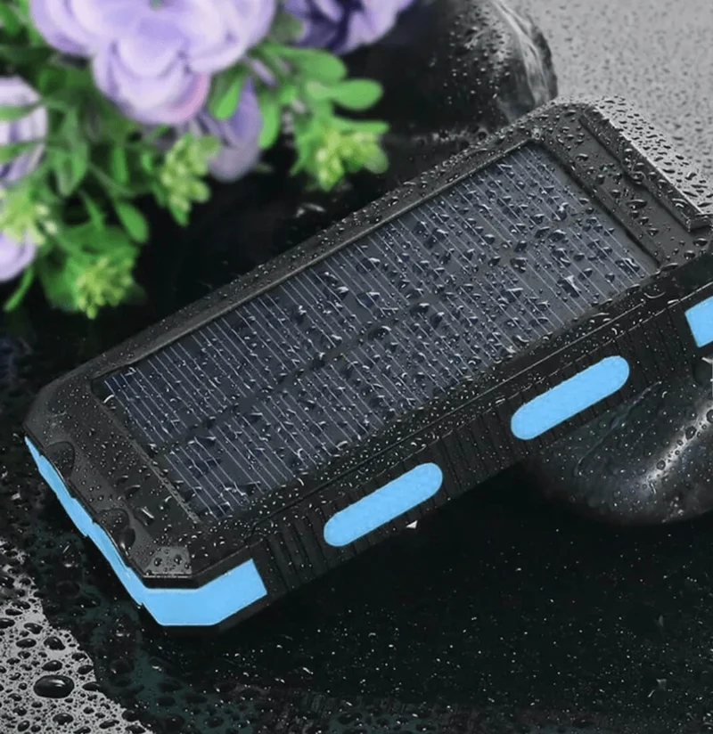 Solar-Powerbank – zwei USB-Ausgänge, IPX5-Gehäuse und LED-Leuchte