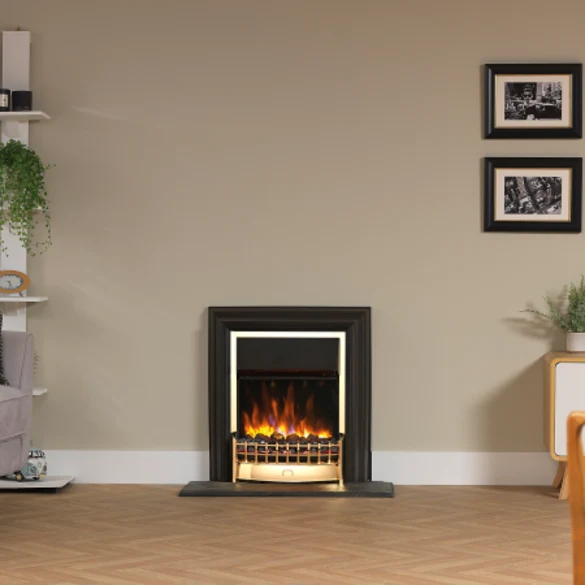 Cheriton Deluxe Optiflame Inset Electric Fire - Brass
