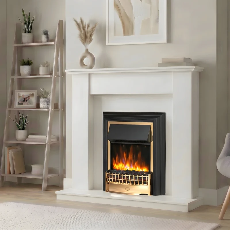 Cheriton Deluxe Optiflame Inset Electric Fire - Brass
