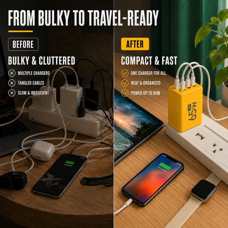 USB-Ladegerät kompakt – GaN-Technik mit USB-C- und USB-A-Anschlüssen