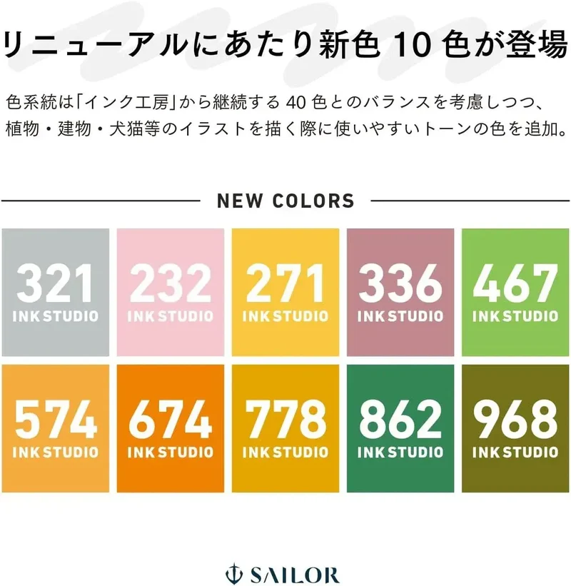 Sailor Ink Studio Green Fountain Pen Ink Colors Bottle 20ml Japan