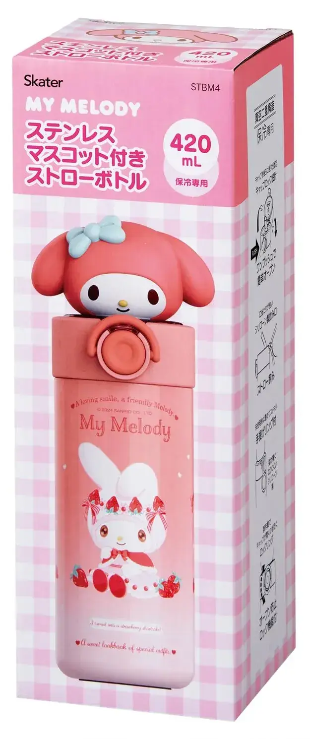 Skater Sanrio Stainless Steel Mascot Straw Bottle 18.2 x 9.1 cm