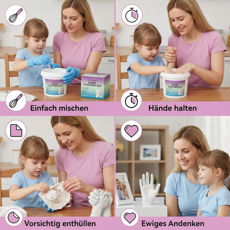 Handabdruck-Set – Dreidimensionaler Gipsabguss für Paare und Familien