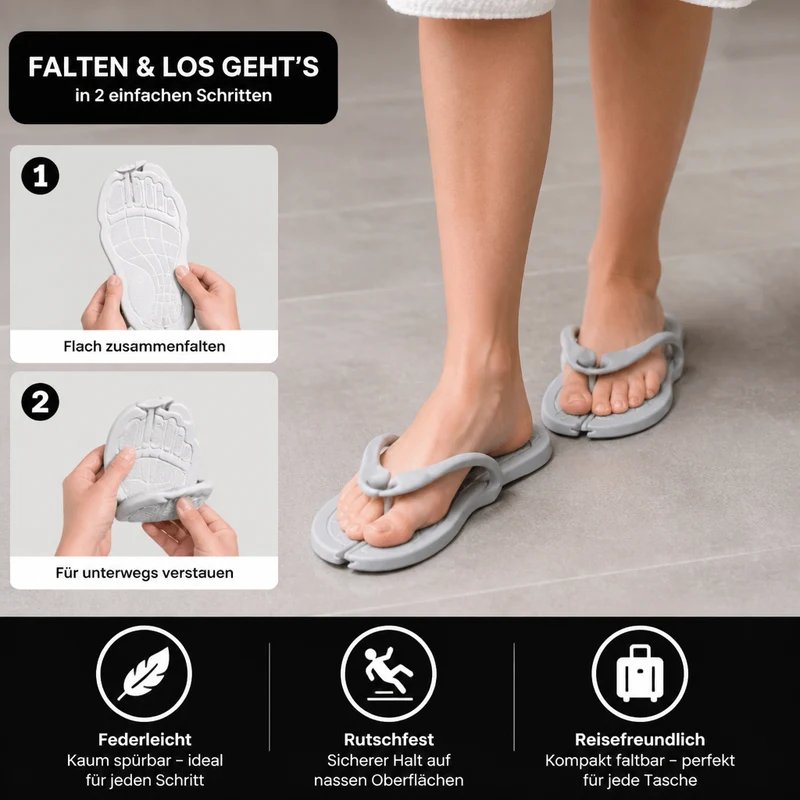 Faltbare Reise-Flip-Flops – Rutschfeste Hausschuhe für heiße Tage