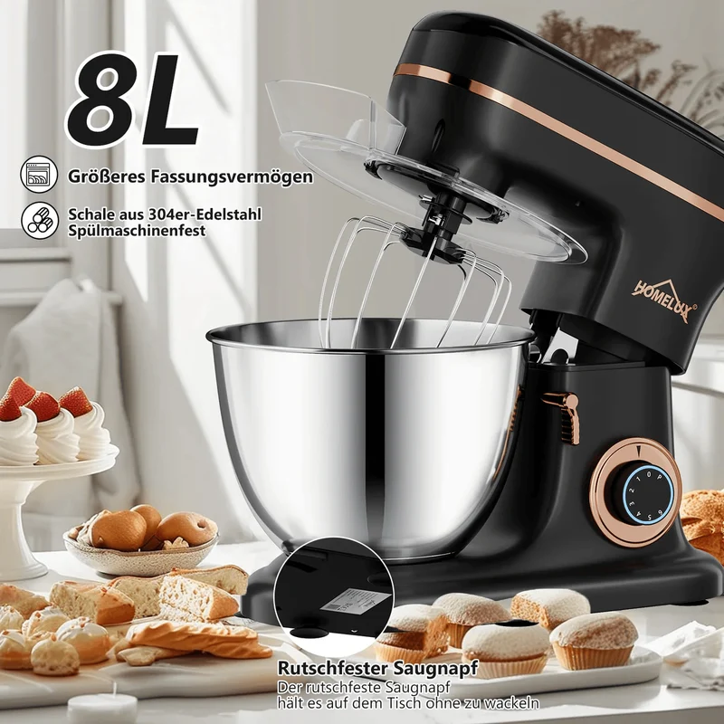Teigmaschine Knetemaschine Küchenmixer 8 L 1800W