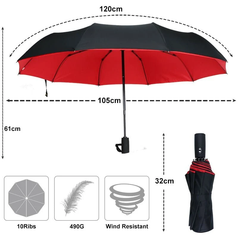 Regenschirm – Verstärktes Gestell, 110 cm Spannweite und Automatiköffnung