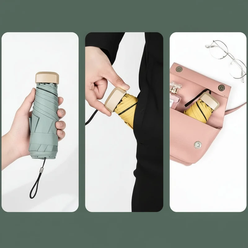 Taschenschirm – 19 cm klein, rund 250 g, wasserdicht und UV-abweisend