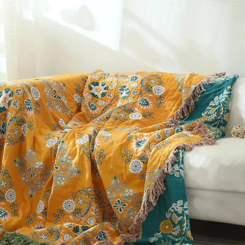 Baumwolldecke – Jacquardgewebe im Boho-Muster in drei Größen für Sofa und Bett
