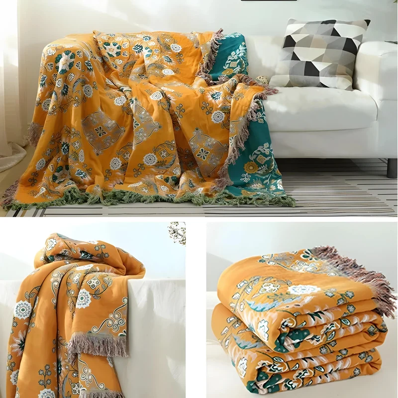 Baumwolldecke – Jacquardgewebe im Boho-Muster in drei Größen für Sofa und Bett