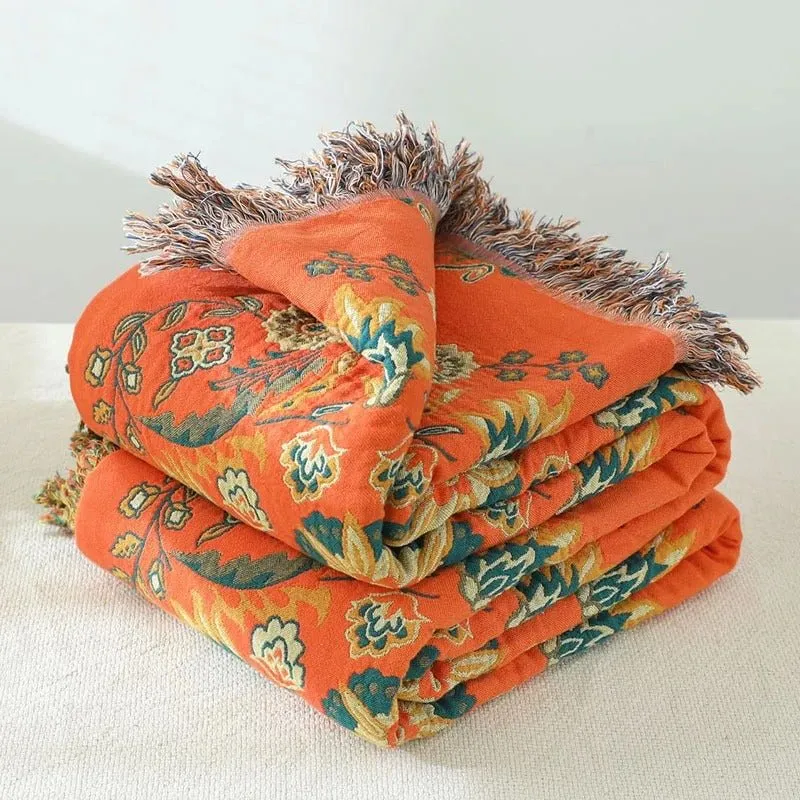 Baumwolldecke – Jacquardgewebe im Boho-Muster in drei Größen für Sofa und Bett