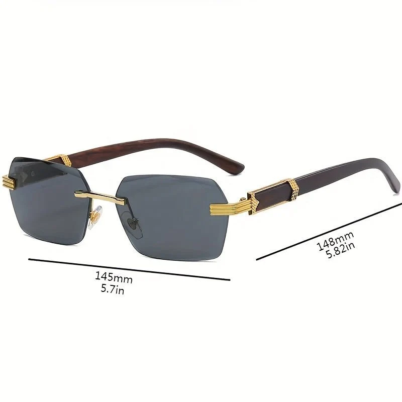 Sonnenbrille randlos – Facettierte Gläser und Bügel in Holzoptik