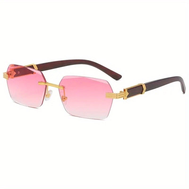 Sonnenbrille randlos – Facettierte Gläser und Bügel in Holzoptik