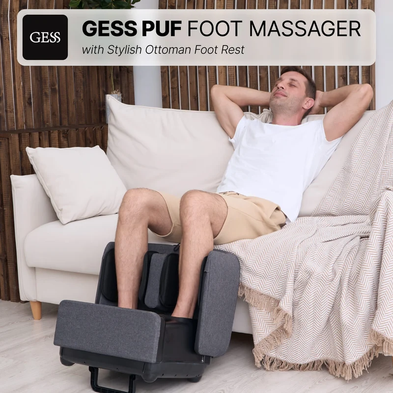 GESS PUF Foot & Calf Massager 3-in-1 GREY