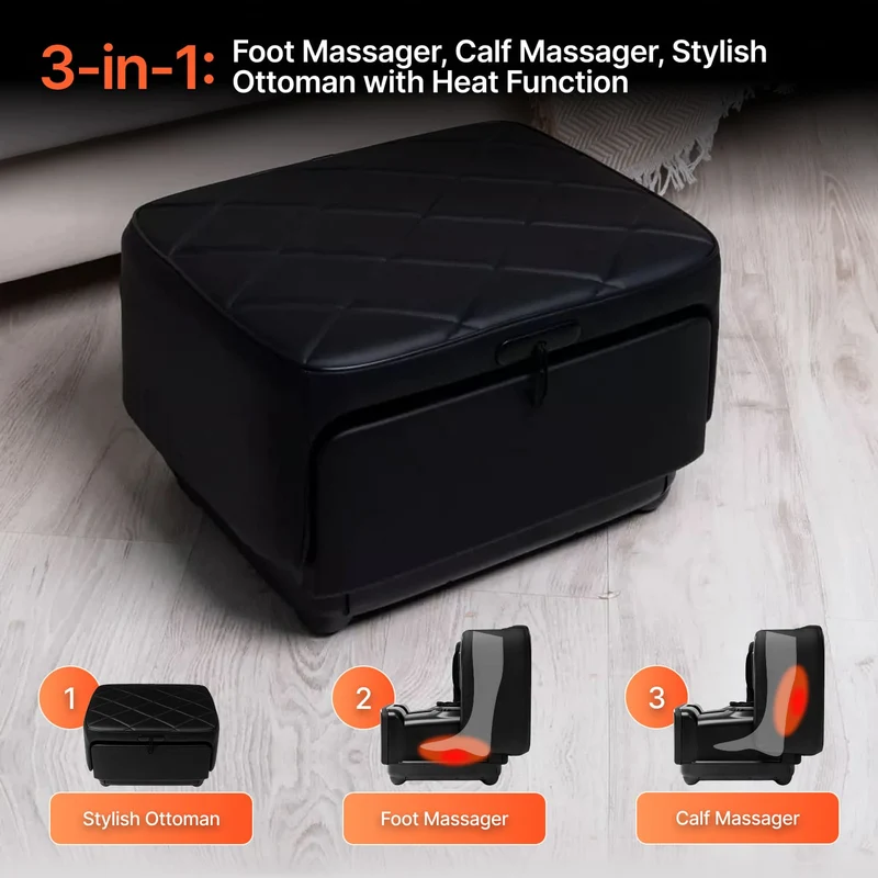 GESS PUF Foot & Calf Massager 3-in-1 BLACK