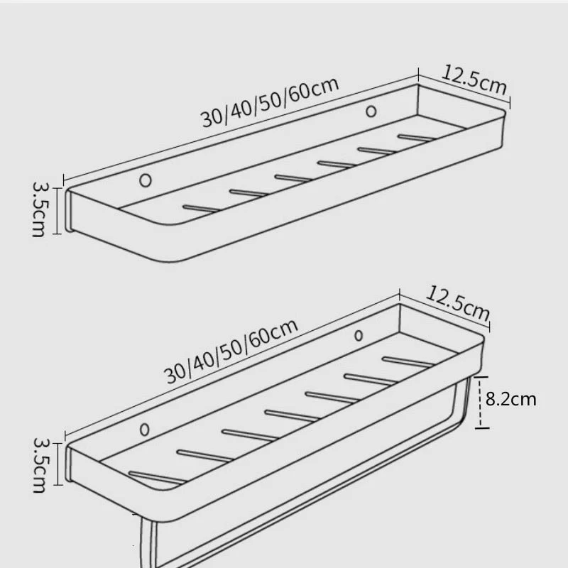 Badezimmerablage ohne Bohren – Selbstklebendes Aluminium in drei Breiten