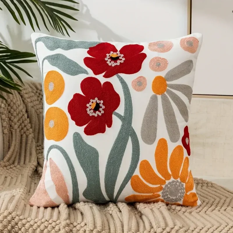 Kissenbezug mit Blumenmuster – 45 x 45 cm, abnehmbar und maschinenwaschbar