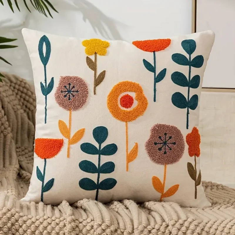 Kissenbezug mit Blumenmuster – 45 x 45 cm, abnehmbar und maschinenwaschbar