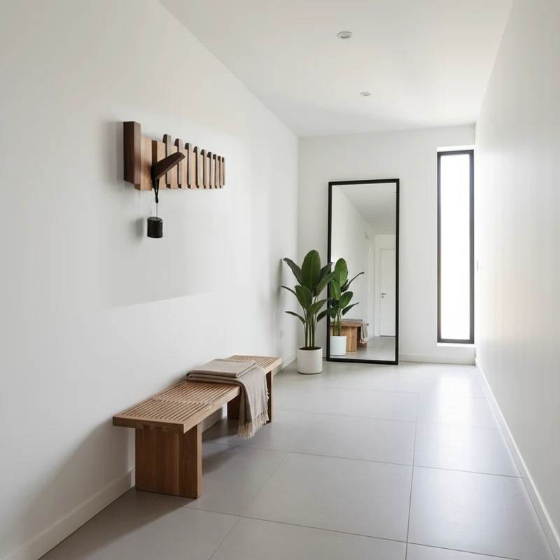 Wandgarderobe mit versenkbaren Haken – Massivholz von 31 bis 75 cm