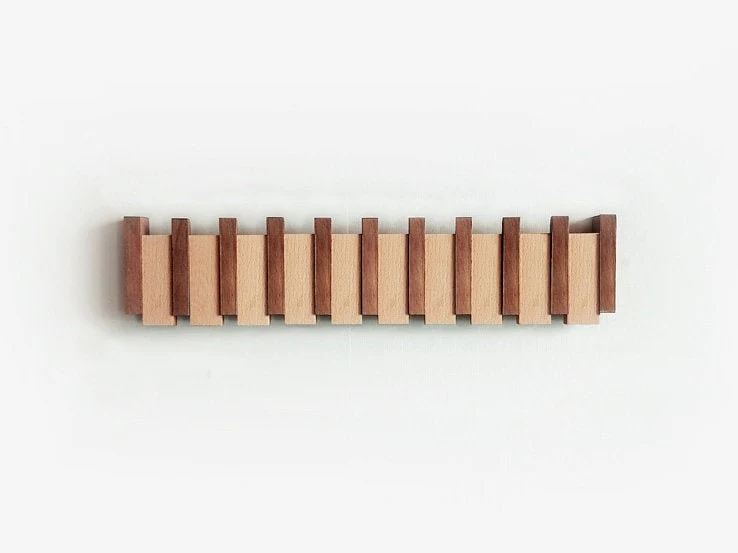 Wandgarderobe mit versenkbaren Haken – Massivholz von 31 bis 75 cm