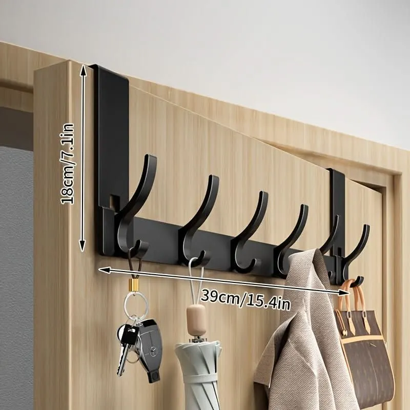 Türgarderobe – Aluminiumleiste mit sechs oder sieben Haken, ganz ohne Bohren
