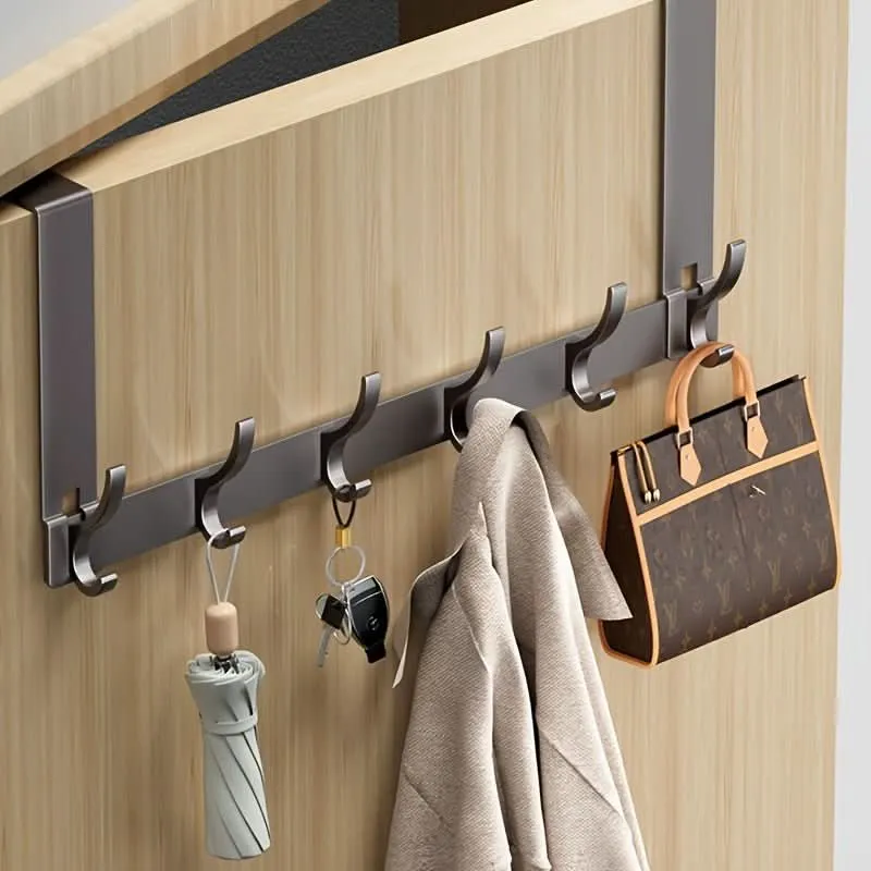 Türgarderobe – Aluminiumleiste mit sechs oder sieben Haken, ganz ohne Bohren