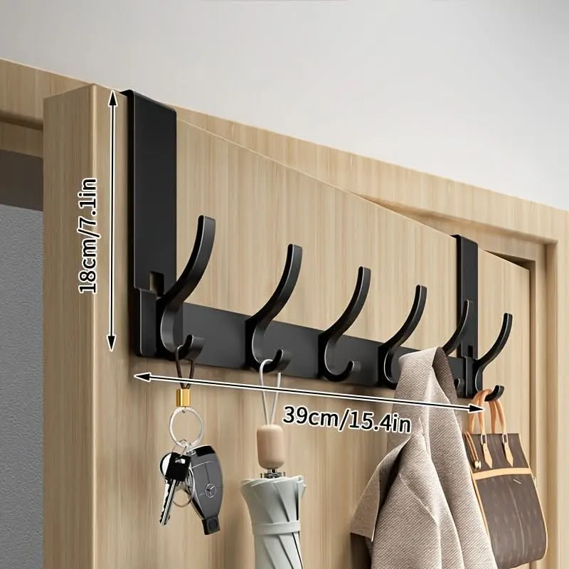 Türgarderobe – Aluminiumleiste mit sechs oder sieben Haken, ganz ohne Bohren