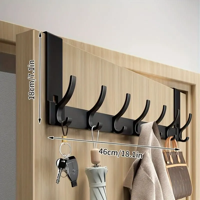 Türgarderobe – Aluminiumleiste mit sechs oder sieben Haken, ganz ohne Bohren