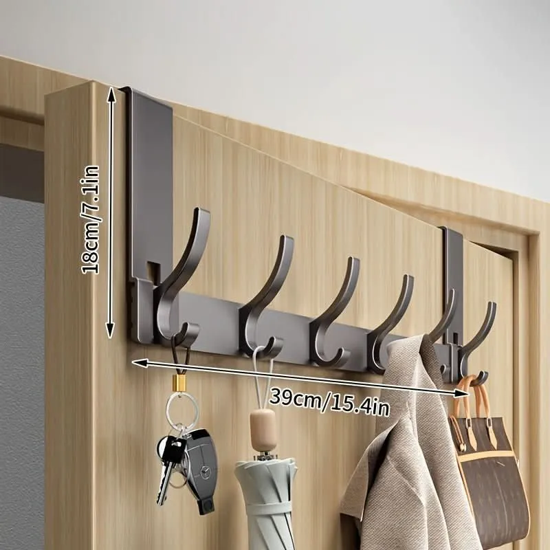 Türgarderobe – Aluminiumleiste mit sechs oder sieben Haken, ganz ohne Bohren