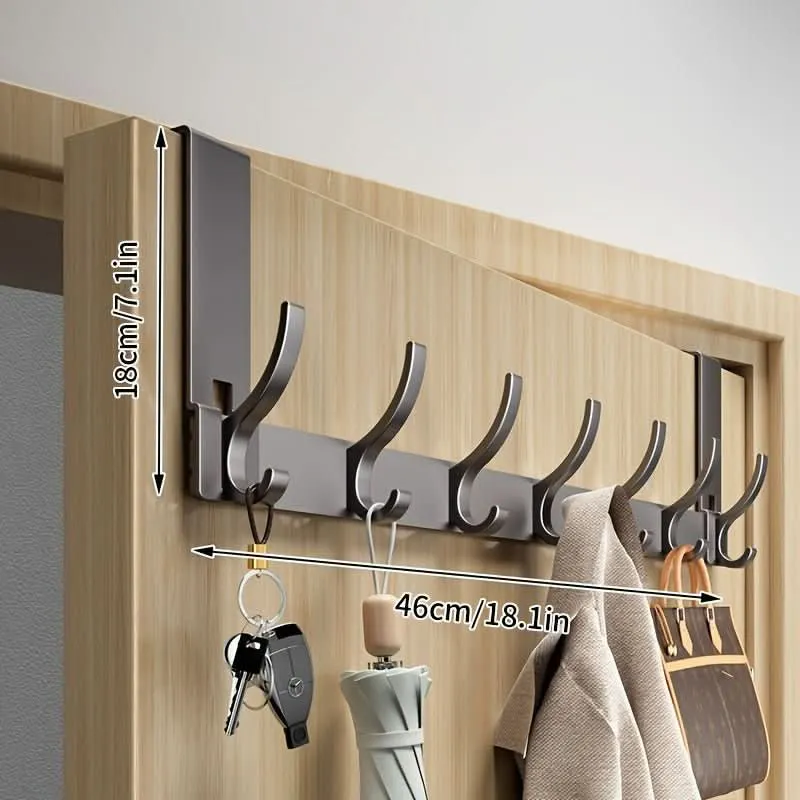 Türgarderobe – Aluminiumleiste mit sechs oder sieben Haken, ganz ohne Bohren