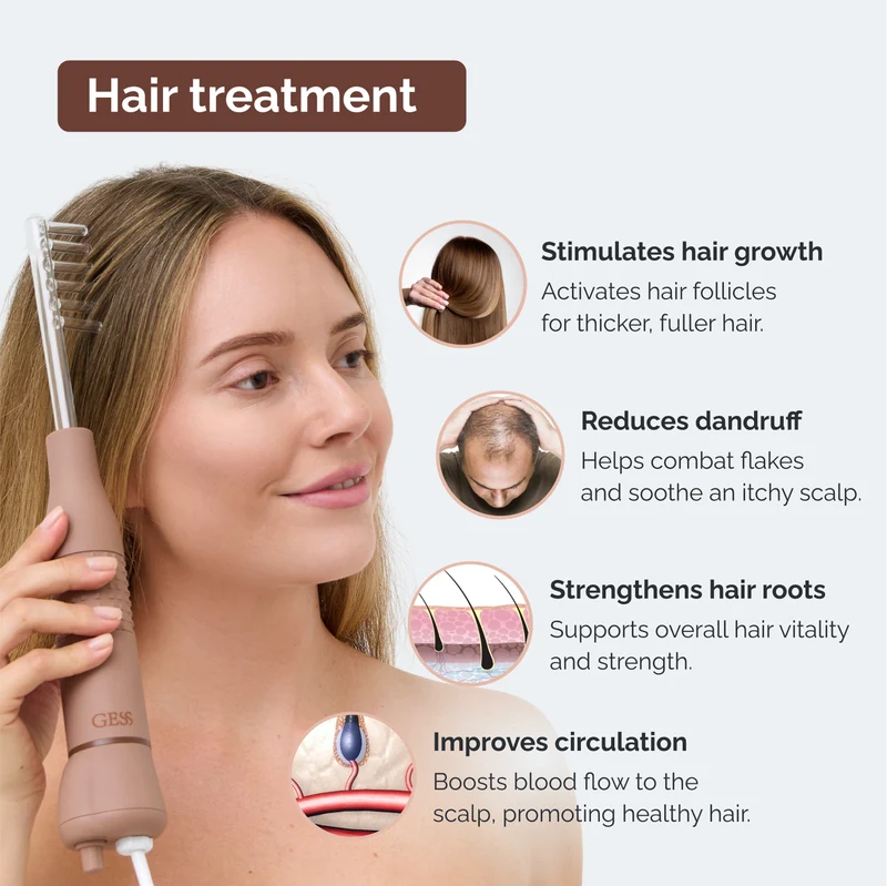 GESS Dars High-Frequency Massager Original Darsonval for Hair Growth & Scalp Treatment