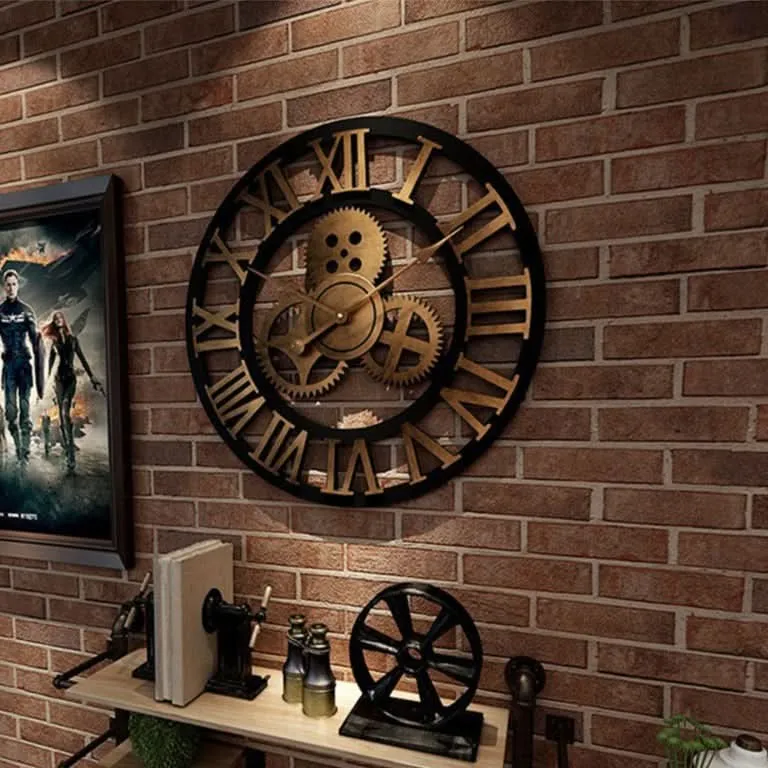 Wanduhr im Industriestil – Zahnradoptik aus MDF mit leisem Quarzwerk