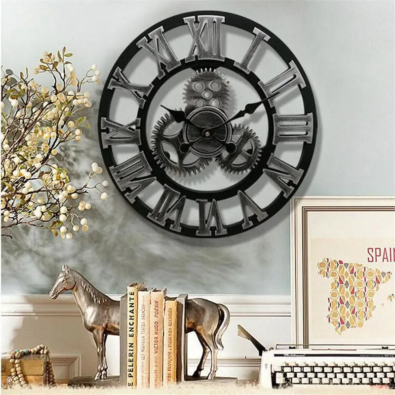 Wanduhr im Industriestil – Zahnradoptik aus MDF mit leisem Quarzwerk