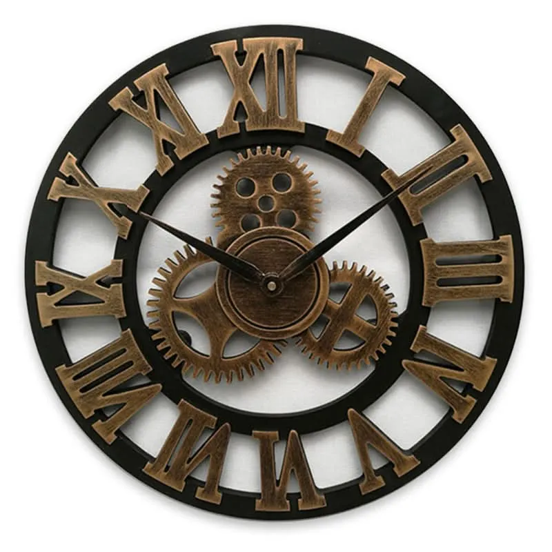 Wanduhr im Industriestil – Zahnradoptik aus MDF mit leisem Quarzwerk