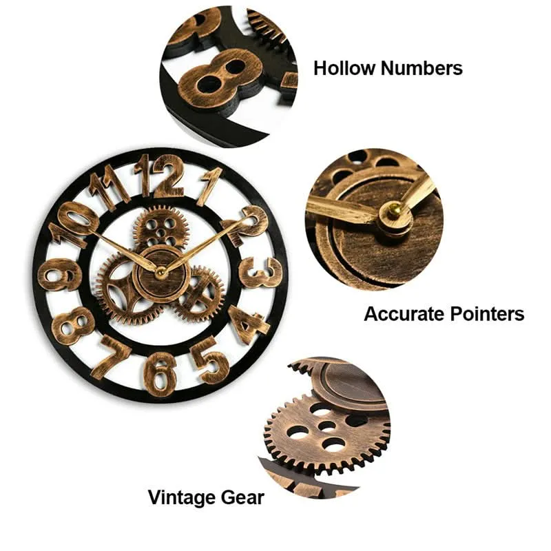 Wanduhr im Industriestil – Zahnradoptik aus MDF mit leisem Quarzwerk