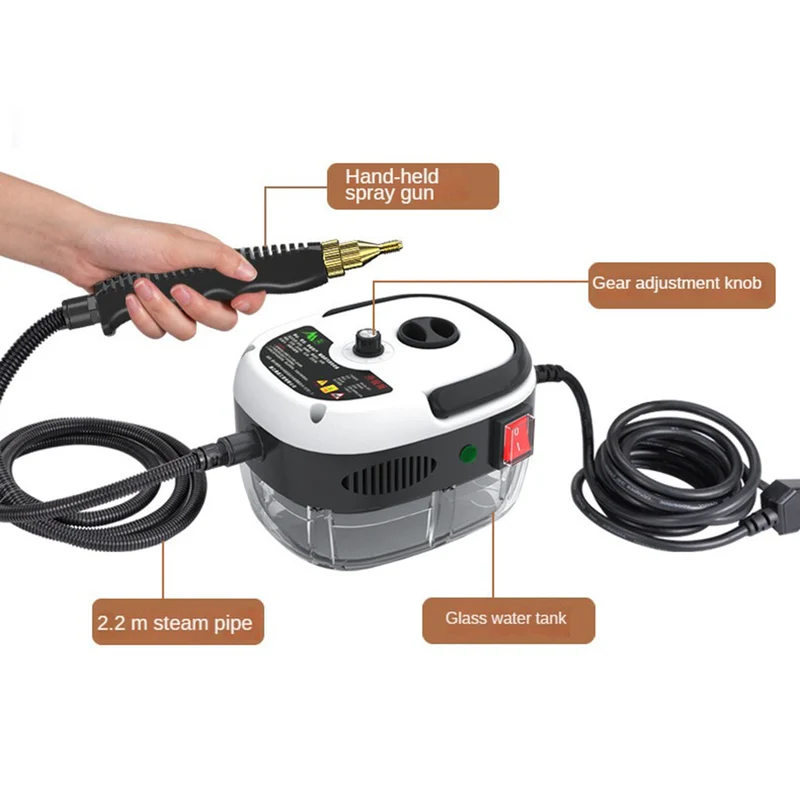 Dampfreiniger – 2500W Hochdruck-Dampfreiniger mit 6 Stufen und Zubehör